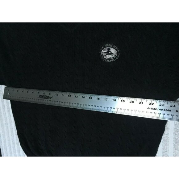 Tehama Clint Mens Large Pebble Beach Cable Knit Sweater Pullover Black Casual - Picture 2 of 7